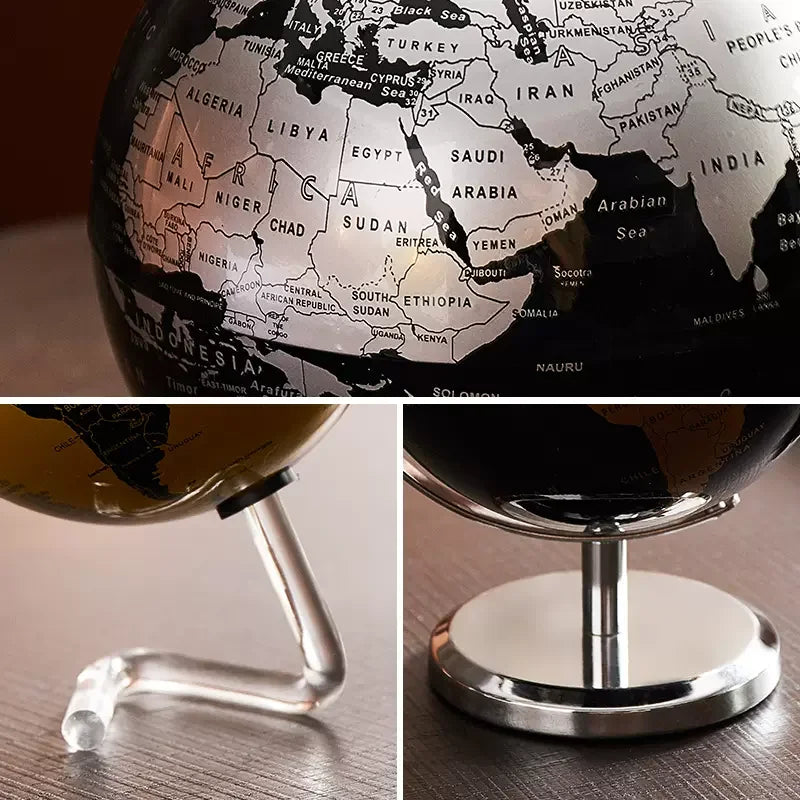 Retro Globe with Wooden Base – Educational World Map for Home and Office Décor