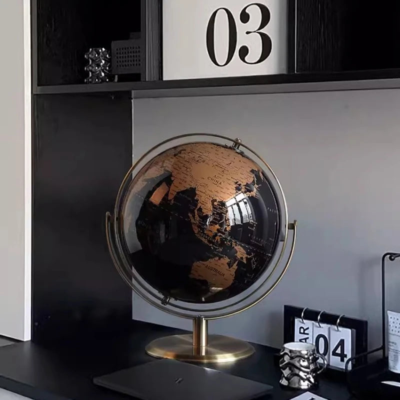 Retro Globe with Wooden Base – Educational World Map for Home and Office Décor